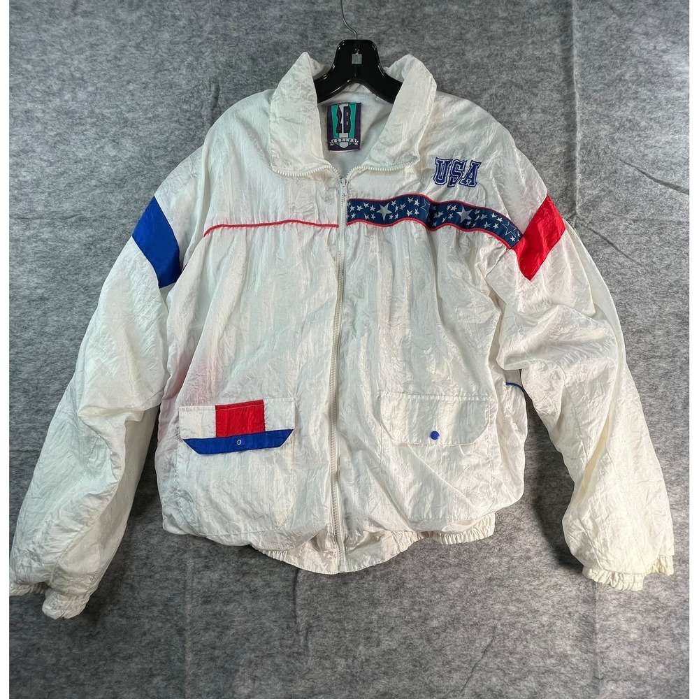 VTG 2B ACTIVE Mens‎ M Track Jacket USA Olympic White Nylon